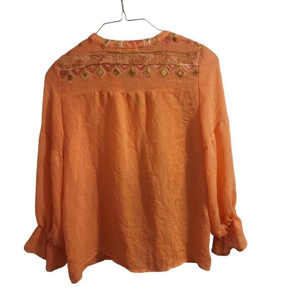 Hope Springs NWOT Bright Pink Embroidered Boho Button Down Lightweight Top Size - Picture 10 of 10